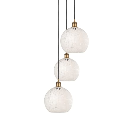 A large image of the Innovations Lighting 113B-3P-11-17 White Mouchette Pendant Brushed Brass