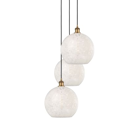 A large image of the Innovations Lighting 113B-3P-14-19 White Mouchette Pendant Brushed Brass