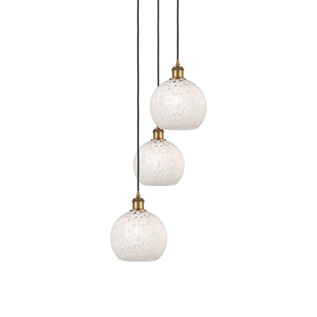 A large image of the Innovations Lighting 113B-3P-36-15 White Mouchette Pendant Brushed Brass