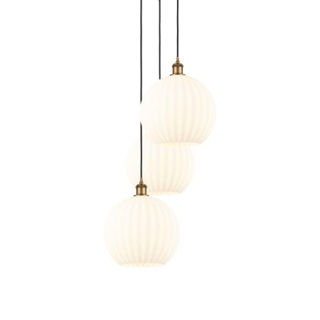 A large image of the Innovations Lighting 113B-3P-39-19 White Venetian Pendant Brushed Brass