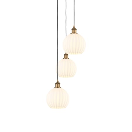 A large image of the Innovations Lighting 113B-3P-31-15 White Venetian Pendant Brushed Brass