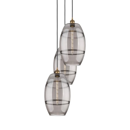 A large image of the Innovations Lighting 113B-3P-56-17 Vaz Pendant Brushed Brass / Smoked