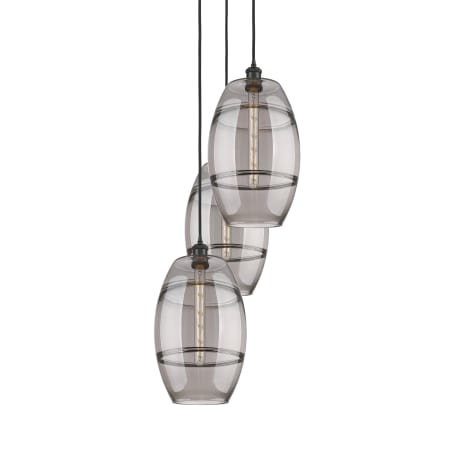 A large image of the Innovations Lighting 113B-3P-56-17 Vaz Pendant Matte Black / Smoked