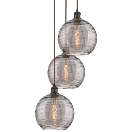 A large image of the Innovations Lighting 113B-3P 36 17 Athens Deco Swirl Pendant Oil Rubbed Bronze / Light Smoke Deco Swirl