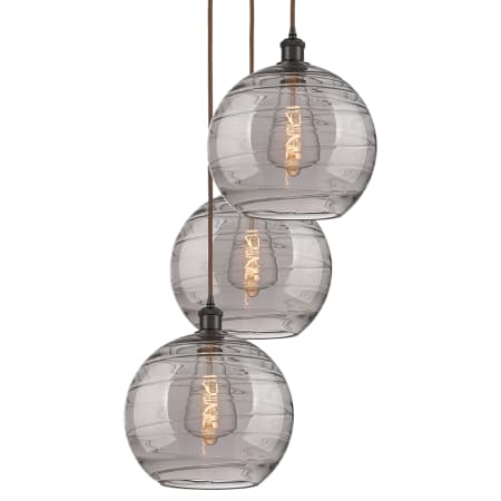 A large image of the Innovations Lighting 113B-3P 41 19 Athens Deco Swirl Pendant Oil Rubbed Bronze / Light Smoke Deco Swirl