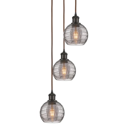 A large image of the Innovations Lighting 113B-3P 25 12 Athens Deco Swirl Pendant Oil Rubbed Bronze / Light Smoke Deco Swirl