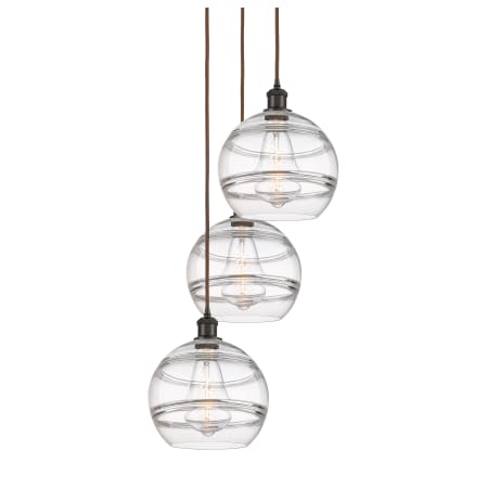 A large image of the Innovations Lighting 113B-3P-36-17 Rochester Pendant Oil Rubbed Bronze / Clear