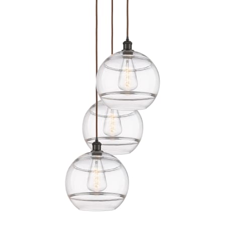 A large image of the Innovations Lighting 113B-3P-41-19 Rochester Pendant Oil Rubbed Bronze / Clear