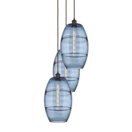 A large image of the Innovations Lighting 113B-3P-56-17 Vaz Pendant Oil Rubbed Bronze / Blue