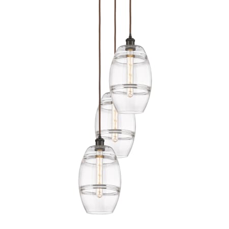 A large image of the Innovations Lighting 113B-3P-30-15 Vaz Pendant Oil Rubbed Bronze / Clear