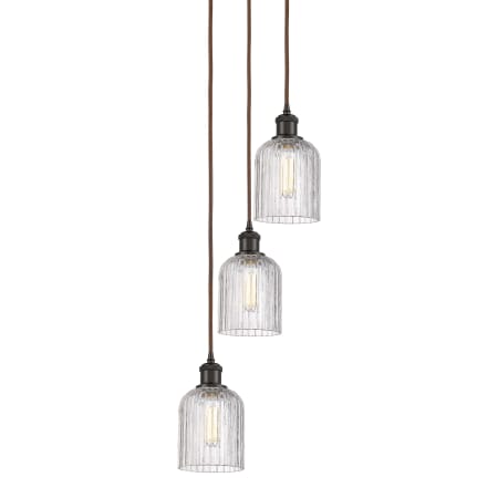 A large image of the Innovations Lighting 113B-3P-28-12 Bridal Veil Pendant Oil Rubbed Bronze / Clear