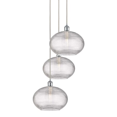 A large image of the Innovations Lighting 113B-3P-33-19 Ithaca Pendant Polished Chrome / Clear Ithaca