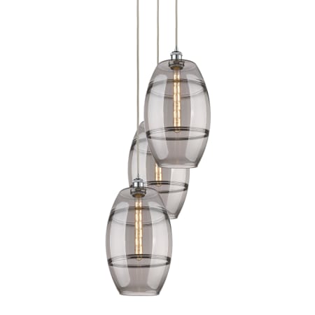 A large image of the Innovations Lighting 113B-3P-56-17 Vaz Pendant Polished Chrome / Smoked