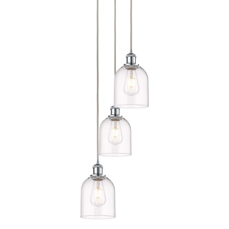 A large image of the Innovations Lighting 113B-3P-30-12 Bella Pendant Polished Chrome / Clear