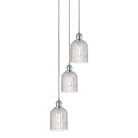 A large image of the Innovations Lighting 113B-3P-28-12 Bridal Veil Pendant Polished Chrome / Clear