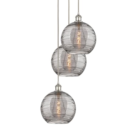 A large image of the Innovations Lighting 113B-3P 36 17 Athens Deco Swirl Pendant Polished Nickel / Light Smoke Deco Swirl