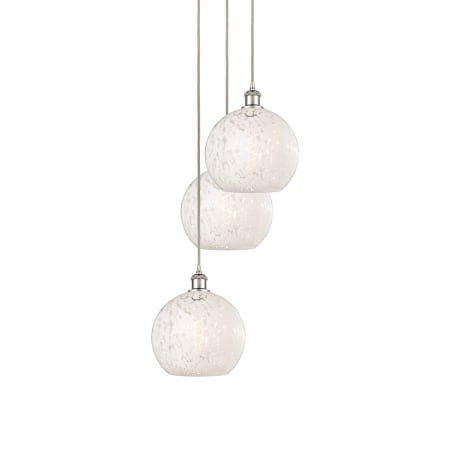 A large image of the Innovations Lighting 113B-3P-11-17 White Mouchette Pendant Polished Nickel