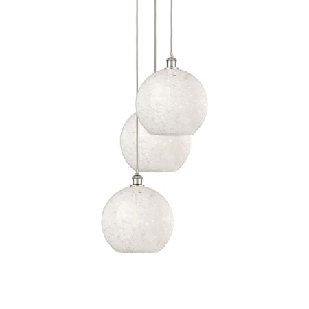 A large image of the Innovations Lighting 113B-3P-14-19 White Mouchette Pendant Polished Nickel