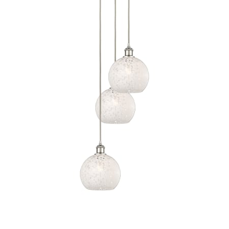 A large image of the Innovations Lighting 113B-3P-36-15 White Mouchette Pendant Polished Nickel