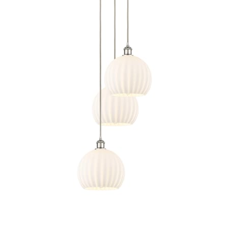 A large image of the Innovations Lighting 113B-3P-42-17 White Venetian Pendant Polished Nickel