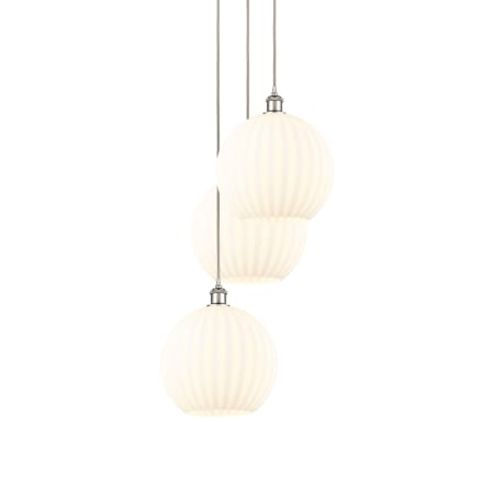 A large image of the Innovations Lighting 113B-3P-39-19 White Venetian Pendant Polished Nickel