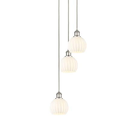 A large image of the Innovations Lighting 113B-3P-13-13 White Venetian Pendant Polished Nickel