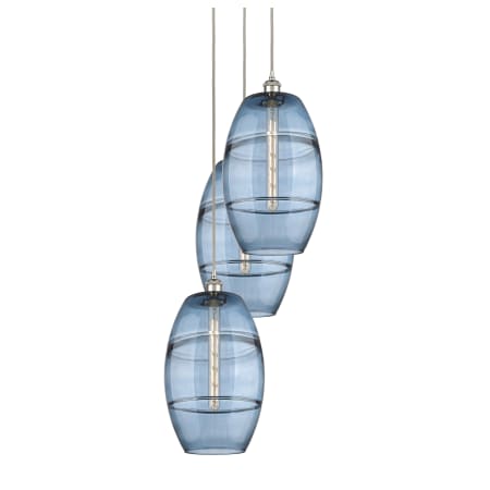 A large image of the Innovations Lighting 113B-3P-56-17 Vaz Pendant Polished Nickel / Blue