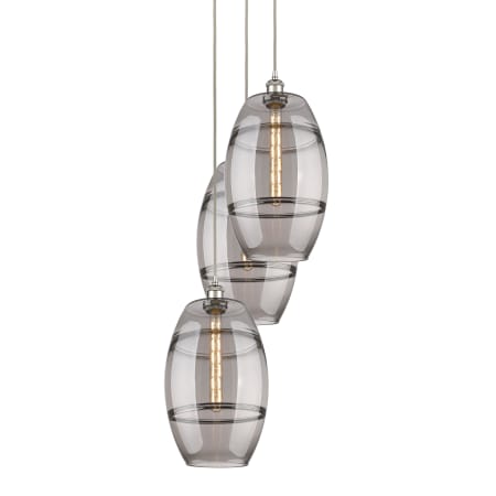 A large image of the Innovations Lighting 113B-3P-56-17 Vaz Pendant Polished Nickel / Smoked