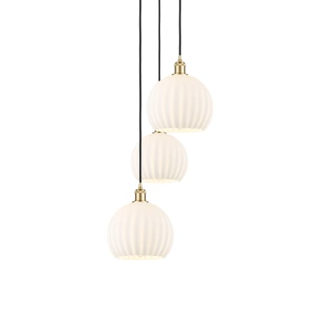 A large image of the Innovations Lighting 113B-3P-42-17 White Venetian Pendant Satin Gold