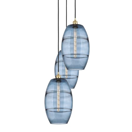 A large image of the Innovations Lighting 113B-3P-56-17 Vaz Pendant Satin Gold / Blue