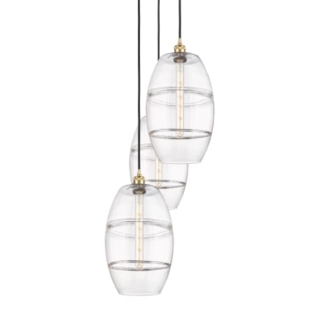 A large image of the Innovations Lighting 113B-3P-56-17 Vaz Pendant Satin Gold / Clear