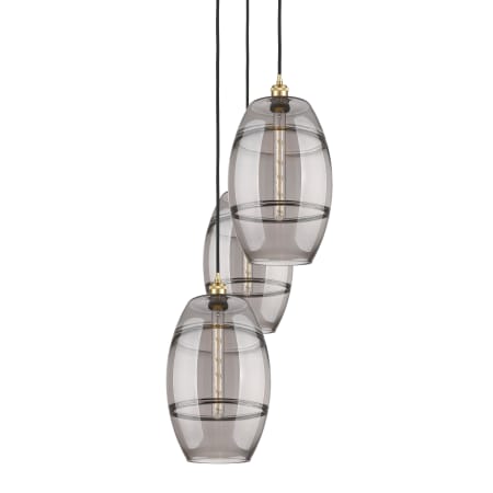 A large image of the Innovations Lighting 113B-3P-56-17 Vaz Pendant Satin Gold / Smoked