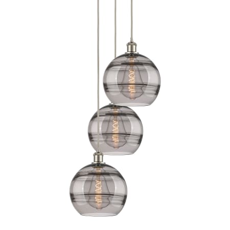 A large image of the Innovations Lighting 113B-3P-36-17 Rochester Pendant Brushed Satin Nickel / Smoked