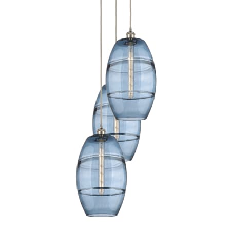 A large image of the Innovations Lighting 113B-3P-56-17 Vaz Pendant Brushed Satin Nickel / Blue