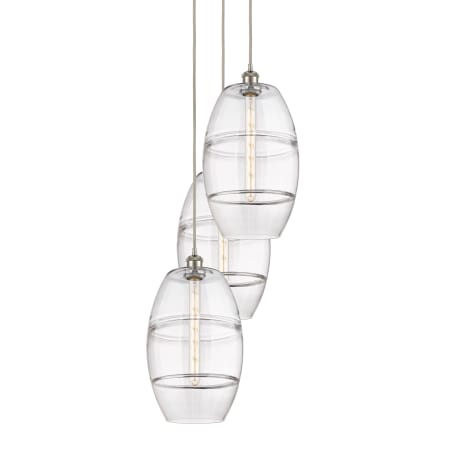 A large image of the Innovations Lighting 113B-3P-56-17 Vaz Pendant Brushed Satin Nickel / Clear