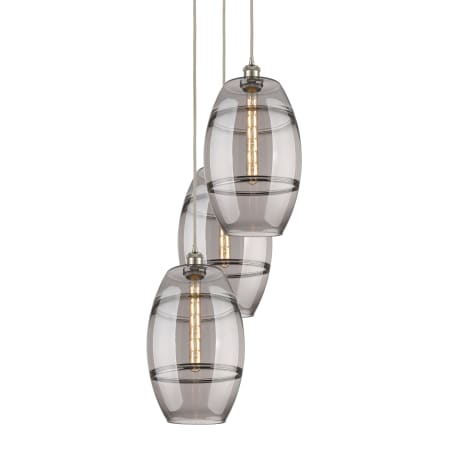 A large image of the Innovations Lighting 113B-3P-56-17 Vaz Pendant Brushed Satin Nickel / Smoked