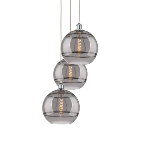 A large image of the Innovations Lighting 113B-3P-41-19 Rochester Pendant White Polished Chrome / Smoked