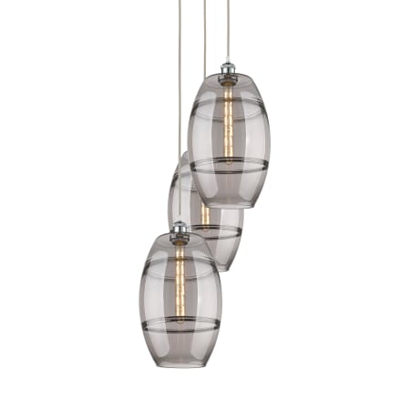 A large image of the Innovations Lighting 113B-3P-56-17 Vaz Pendant White Polished Chrome / Smoked