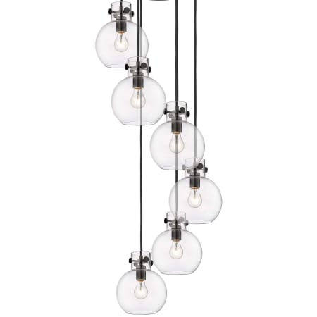 A large image of the Innovations Lighting 116-410-1PS-10-19 Newton Sphere Pendant Matte Black / Clear