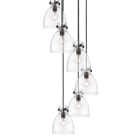 A large image of the Innovations Lighting 116-410-1PS-10-19 Newton Bell Pendant Matte Black / Clear