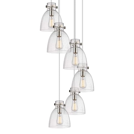 A large image of the Innovations Lighting 116-410-1PS-10-19 Newton Bell Pendant Polished Nickel / Seedy