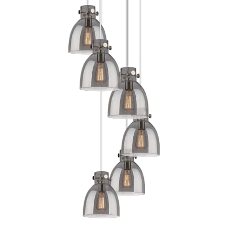 A large image of the Innovations Lighting 116-410-1PS-10-19 Newton Bell Pendant Polished Nickel / Light Smoke