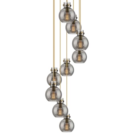 A large image of the Innovations Lighting 119-410-1PS-10-23 Newton Sphere Pendant Brushed Brass / Light Smoke