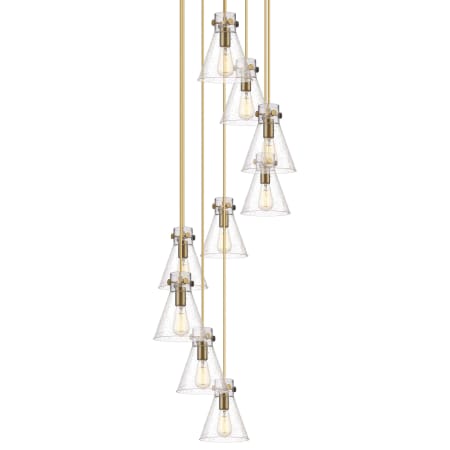 A large image of the Innovations Lighting 119-410-1PS-10-23 Newton Cone Pendant Brushed Brass / Seedy