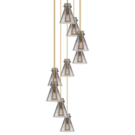 A large image of the Innovations Lighting 119-410-1PS-10-23 Newton Cone Pendant Brushed Brass / Light Smoke