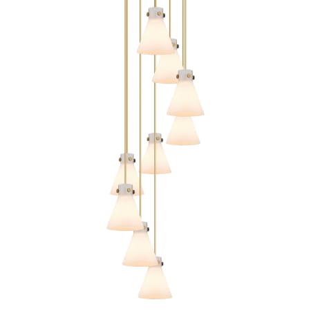 A large image of the Innovations Lighting 119-410-1PS-10-23 Newton Cone Pendant Brushed Brass / White