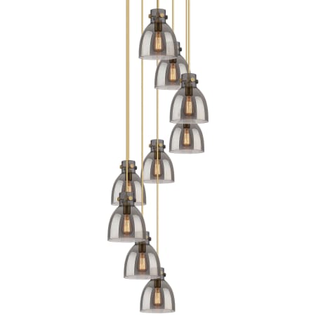 A large image of the Innovations Lighting 119-410-1PS-10-23 Newton Bell Pendant Brushed Brass / Light Smoke