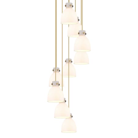 A large image of the Innovations Lighting 119-410-1PS-10-23 Newton Bell Pendant Brushed Brass / White