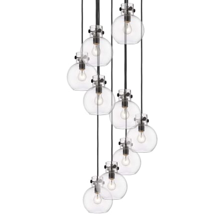 A large image of the Innovations Lighting 119-410-1PS-10-23 Newton Sphere Pendant Matte Black / Clear