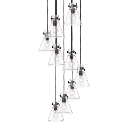 A large image of the Innovations Lighting 119-410-1PS-10-23 Newton Cone Pendant Matte Black / Clear